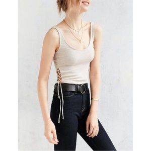 URBAN OUTFITTERS Beige Project Social T Andi Side Tie Lace-up Tank Top - Small